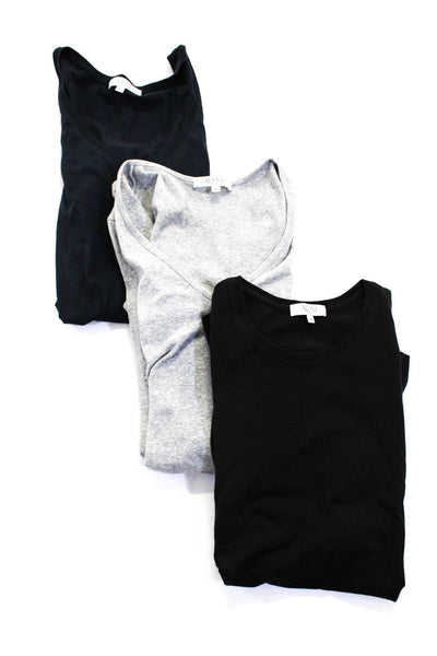 Adam Womens Cotton Rib Round Neck Short Long Sleeve T-Shirts Gray Size 2 Lot 3