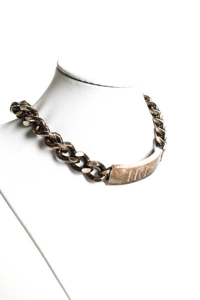 Janis by Janis Savitt Womens Silver Tone Cuban Link Engraved ID Choker Necklace