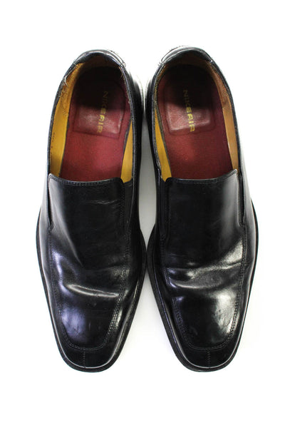 Designer Mens Square Toe Leather Slip On Loafers Dress Shoes Black Size 8.5