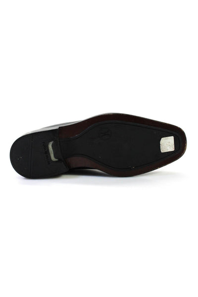 Designer Mens Square Toe Leather Slip On Loafers Dress Shoes Black Size 8.5