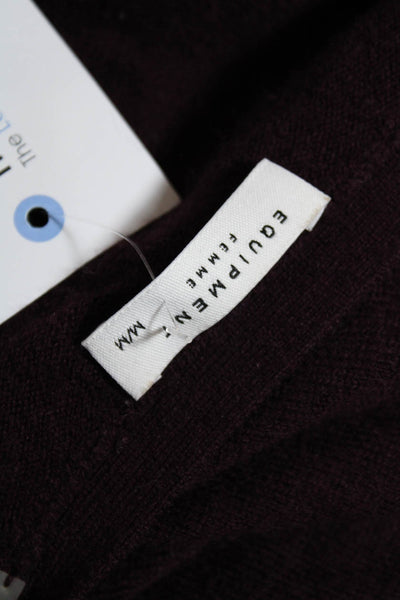 Equipment Femme Womens Wool Button Up Cardigan Sweater Top Burgundy Size M