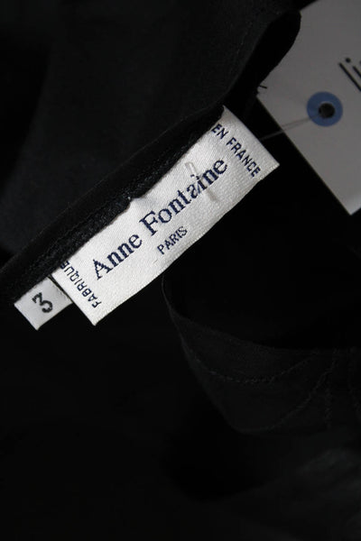 Anne Fontaine Women's V-Neck Sleeveless Button Down Blouse Black Size 3