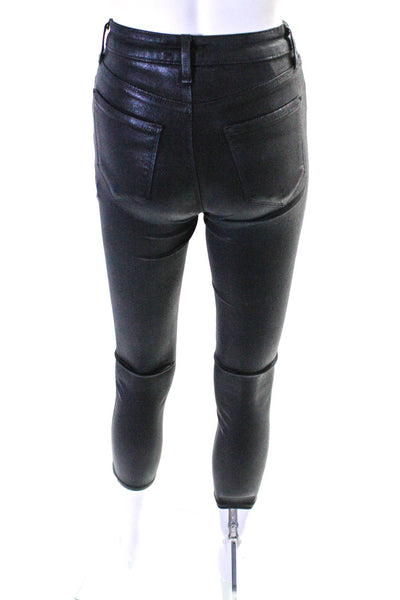 L'Agence Women's Wax Coated High Waist Skinny Jeans Black Size 25