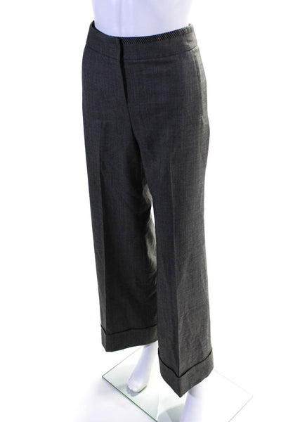 Giorgio Armani Womens Brown Wool High Rise Pleated Straight Dress Pants Size 36