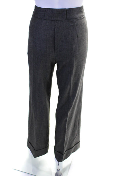 Giorgio Armani Womens Brown Wool High Rise Pleated Straight Dress Pants Size 36
