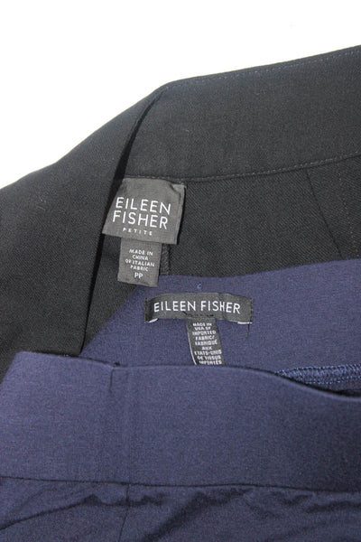 Eileen Fisher Petites Womens Flat Front Dress Pants Black Blue Size PP PS Lot 2