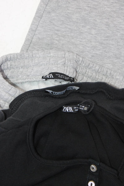 Zara Kids Round Neck Long Sleeve T-Shirt Black Gray Size L Lot 3