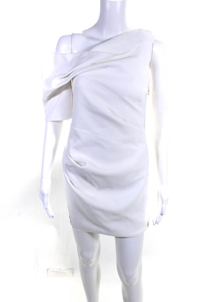 Acler Women's Asymmetric One Shoulder Gathered Mini Dress White Size 4