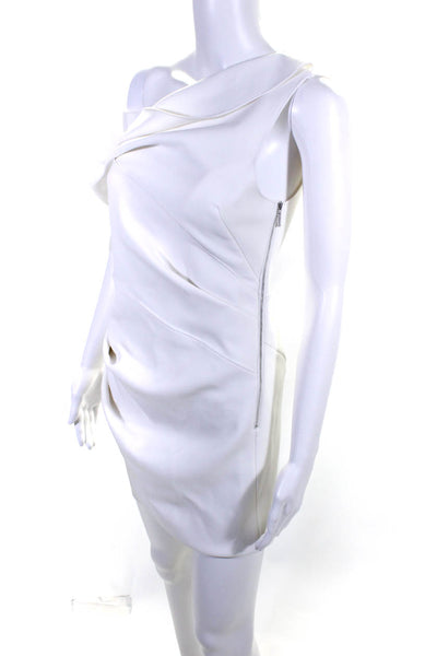 Acler Women's Asymmetric One Shoulder Gathered Mini Dress White Size 4