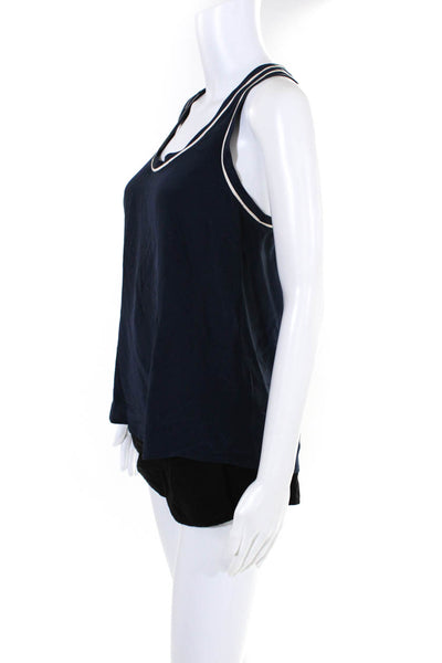 Joie Theory Womens Shorts Navy Silk Scoop Neck Sleeveless Blouse Size XS 8 Lot 2