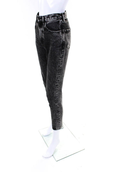 Moussy Women's High Waist Slim Fit Acid Wash Denim Jeans Black Size 24