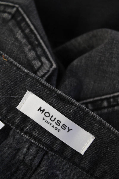 Moussy Women's Mid Rise Frayed Hem Skinny Jeans Black Size 24
