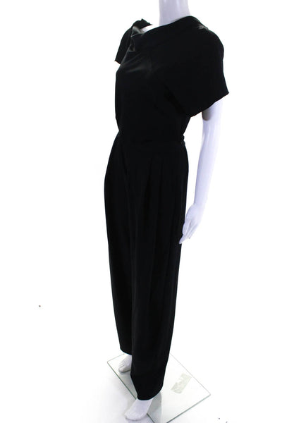 Rachel Comey Womens Black One Shoulder Cut Out Waist Straight Leg Jumpsuit Size0