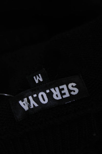 Ser.O.Ya Womens Black Cotton Knit Distress Sleeveless Sweater Dress Size M