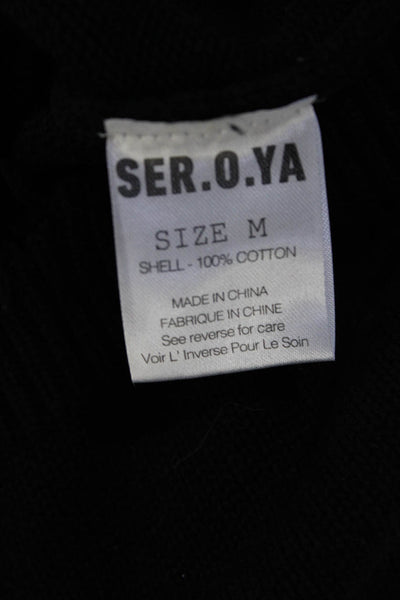 Ser.O.Ya Womens Black Cotton Knit Distress Sleeveless Sweater Dress Size M