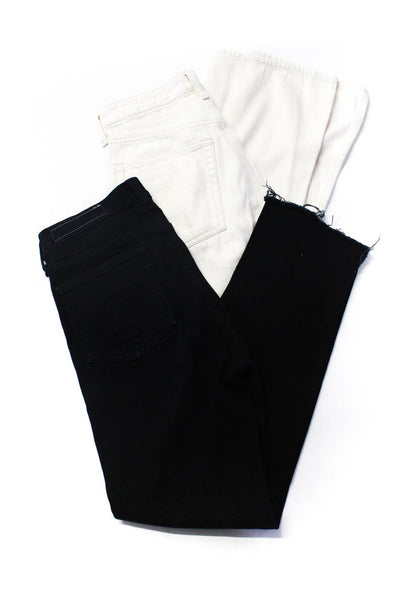 Rag & Bone Womens Cotton Button Fringe Hem Straight Leg Jeans Cream Sie 25 Lot 2