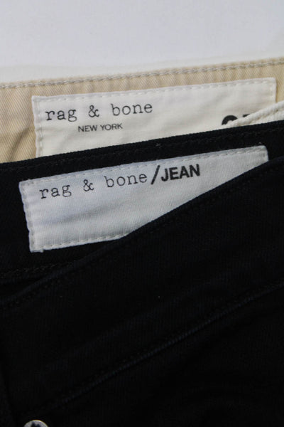 Rag & Bone Womens Cotton Button Fringe Hem Straight Leg Jeans Cream Sie 25 Lot 2