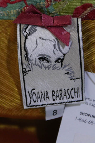 Yoana Baraschi Womens Floral Print Paneled Hem Midi Skirt Multicolor Size 8