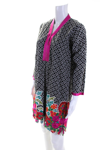 Khaadi Khaas Womens Cotton Geometric Print Knee Length Tunic Dress Multicolor 10