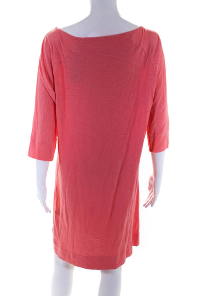 Lily Pulitzer Womens Cotton Round Neck 3/4 Sleeve Midi T-Shirt Dress Pink Size M