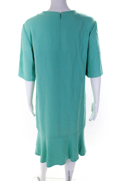Stella McCartney Womens Zipped Short Sleeve Darted A-Line Dress Green Size EUR44