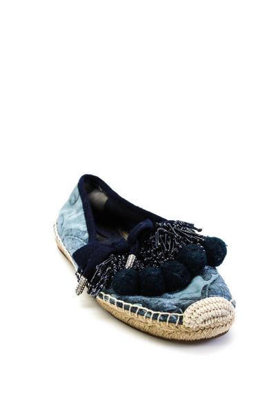 Marc Jacobs Women's Textured Beaded Embellished Espadrille Flats Blue Size 10