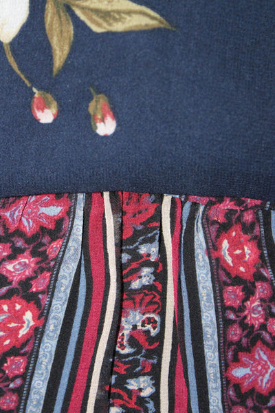 Joie Womens Sleeveless Floral Silk Shirts Red Black Blue Size Medium 8 Lot 2