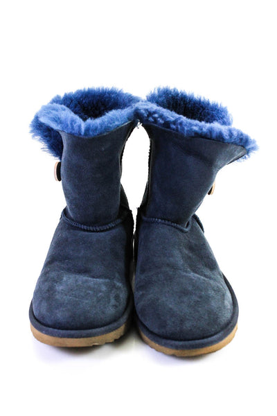 UGG Australia Womens Shearling Lined Single Button Snow Boots Blue Suede Size 6