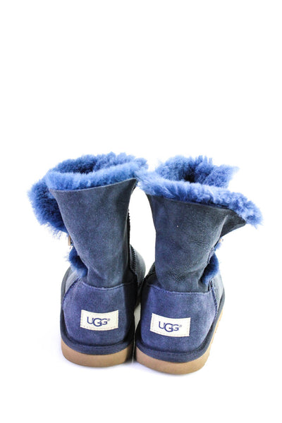 UGG Australia Womens Shearling Lined Single Button Snow Boots Blue Suede Size 6