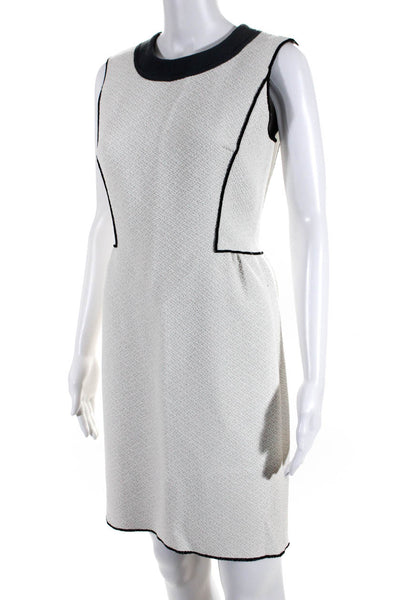 Derek Lam Womens Sleeveless Round Neck Textured Sheath Mini Dress White Size 2
