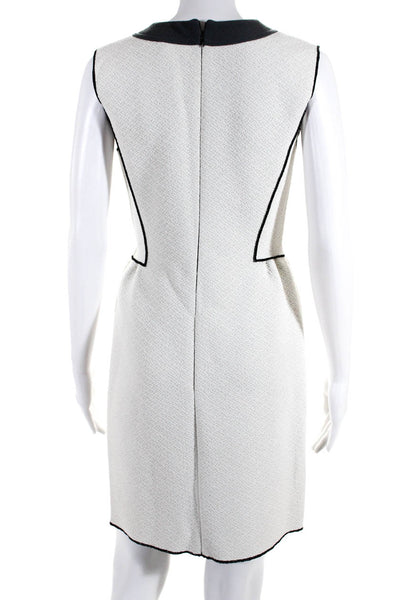 Derek Lam Womens Sleeveless Round Neck Textured Sheath Mini Dress White Size 2