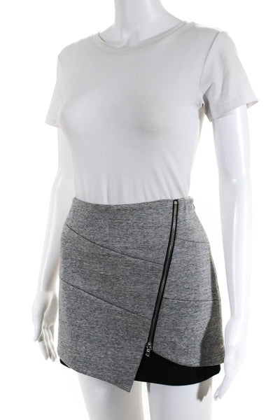 Intermix Womens Zippered Asymmetrical Lined A Line Mini Skirt Gray Black Size S
