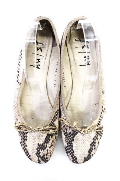 FS/NY Womens Snakeskin Print Canvas Ballet Flats Beige Brown Size 37 7