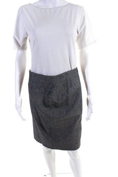 Cinzia Rocca Womens Herringbone Woven Pencil Skirt Suit Black Gray Size 4