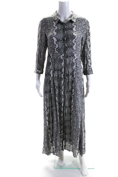 Zara MNG Womens Gingham Snakeskin Print Midi Shirt Dress Size Medium Large Lot 2