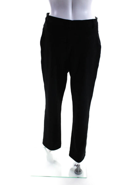 St. John Sport Womens Zipper Fly Ribbed Straight Leg Pants Black Size 6