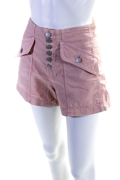 Veronica Beard Jeans Womens Button Up Shorts Rosewood Pink Cotton Size 24