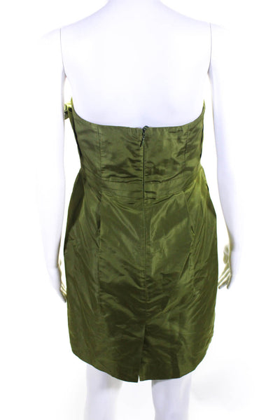 J Crew Womens Silk Ruffled Strapless High Waist Dress Green Size 10