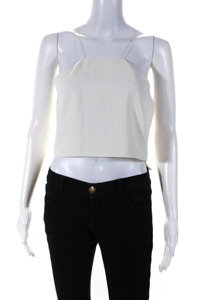 Salisa Womens Plastic Spaghetti Strap Square Neck Crop Top White Size Medium