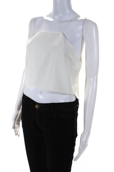 Salisa Womens Plastic Spaghetti Strap Square Neck Crop Top White Size Medium