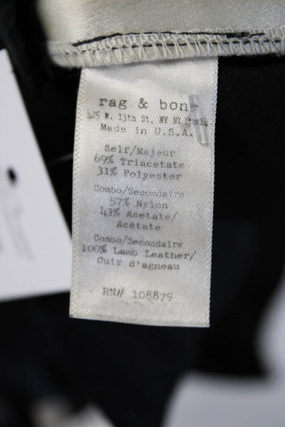 Rag & Bone Womens High Rise Suede Trim Cropped Pants Black White Size 2