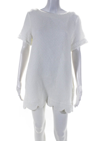 Lisa Marie Fernandez Womens Short Sleeve Textured Mini Dress White Cotton Size 2