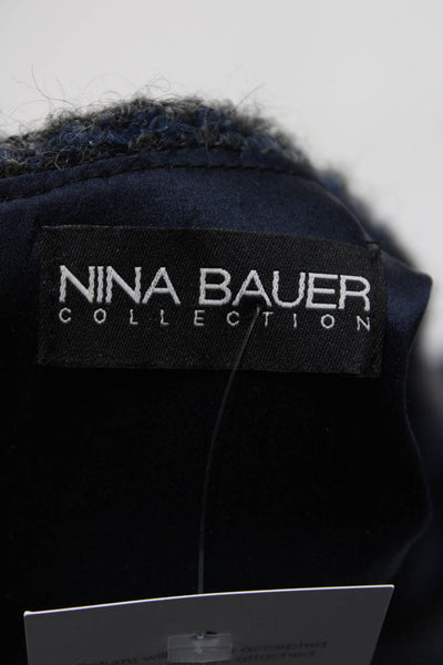Nina Bauer Womens Short Sleeve Tweed Crew Neck Sheath Dress Blue Gray Size 6