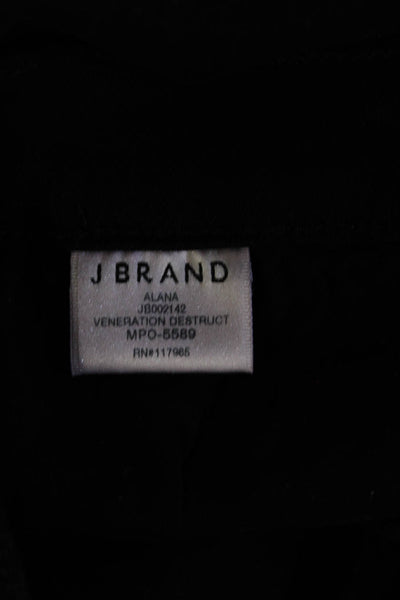 J Brand Womens Veneration Destruct Alana Jeans Black Cotton Size 31