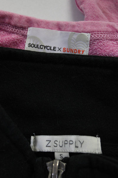 Soul Cycle Pink Z Supply Womens Sweatshirts Pink Black Size Medium Small Lot 2