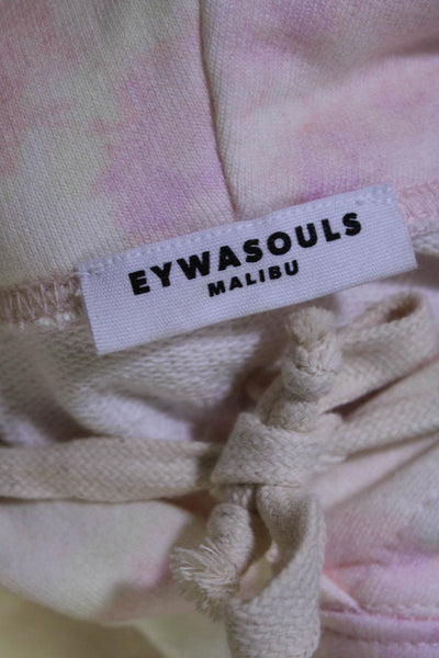 Eywasouls Malibu Womens Pullover Daria Cloud Tie Dyed Hoodie White Pink Size M/L