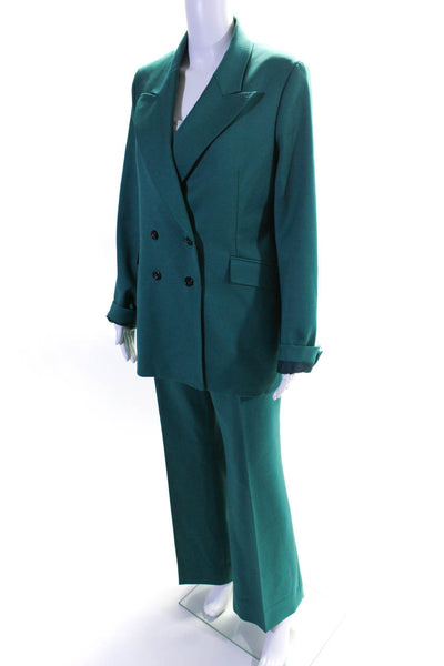 Gabriela Hearst Womens Double Breasted Peak Lapel Pants Suit Turquoise Size 10