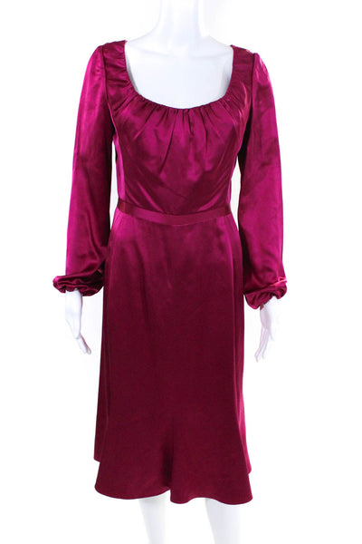 Westcott Womens Silk Long Sleeve High Waist Dress Raspberry Pink Size 6
