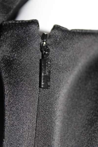 Fendi Womens Back Zip Tie Neck Ruffled Half Sleeve Satin Dress Black Size 4
