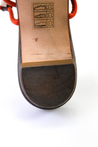 Antonio Barbato Womens Ankle T Strap Sandals Orange Brown Leather Size 38